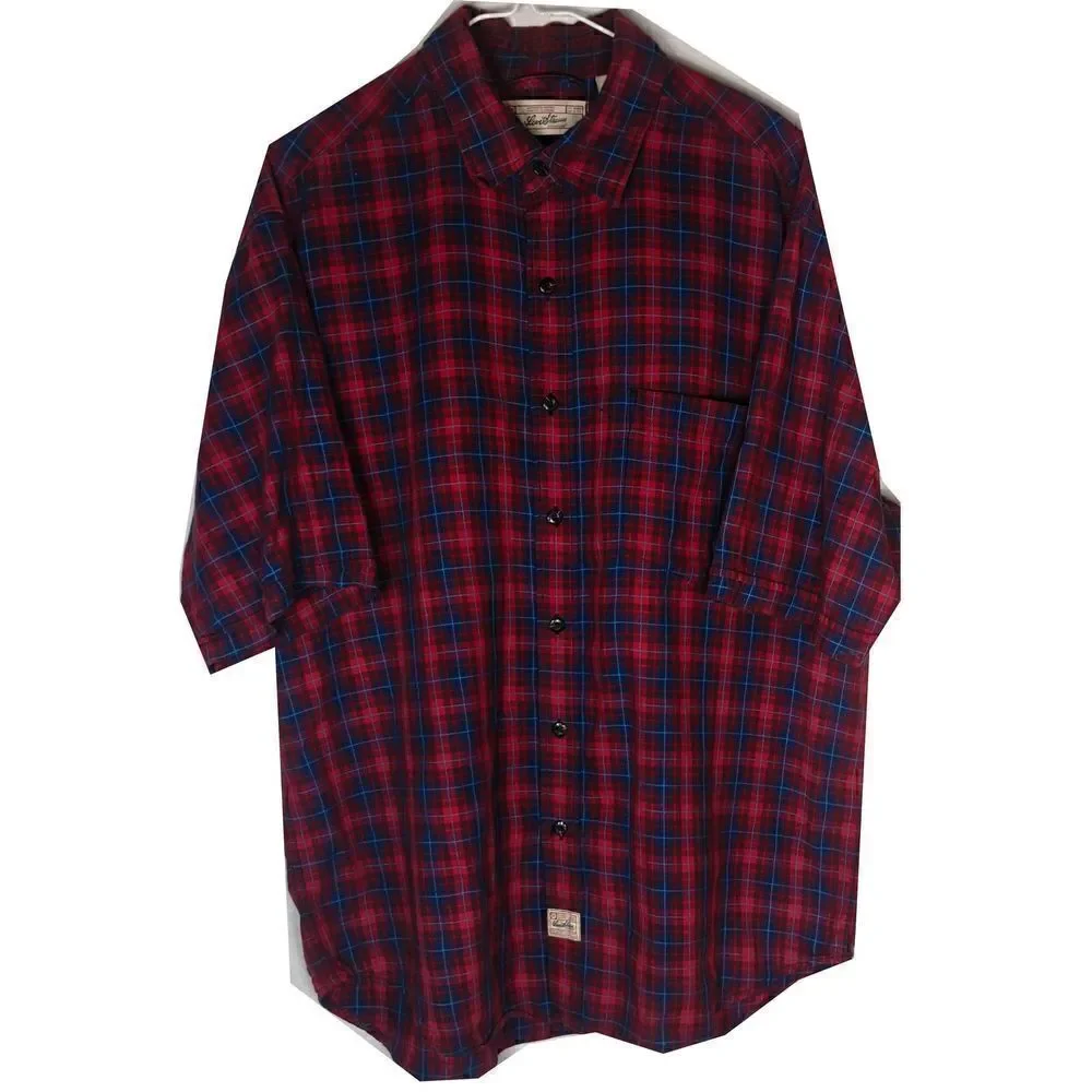 Vintage Levi's Levi Strauss Red Plaid Casual Button Down Short Sleeve Shirt Larg